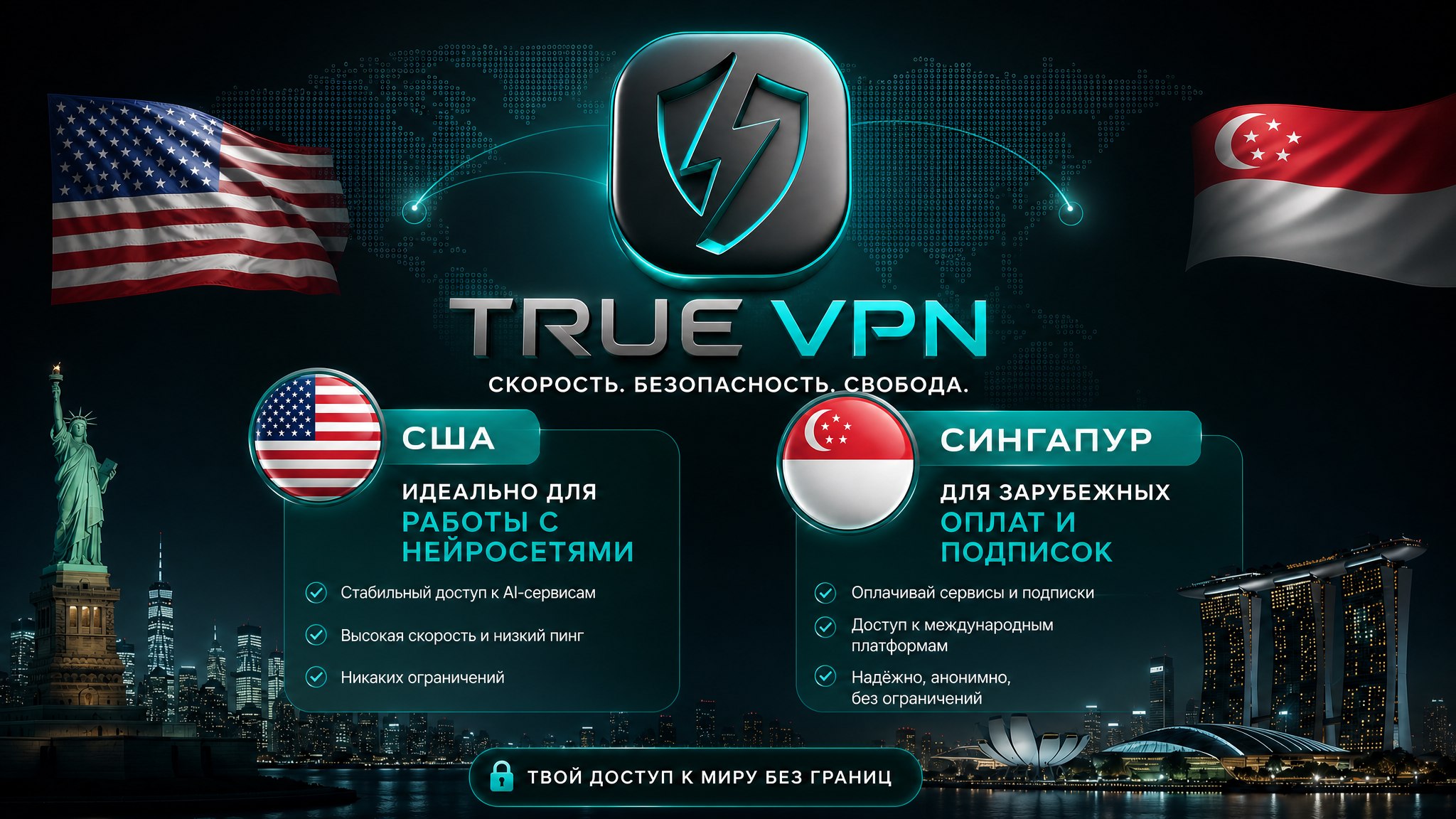 🛡TrueVPN - ЛУЧШИЙ ВПН | БЫСТРЫЙ VPN БЕЗ ОГРАНИЧЕНИЙ